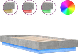 vidaXL - Bedframe - met - LED-verlichting - betongrijs - 90x200 - cm