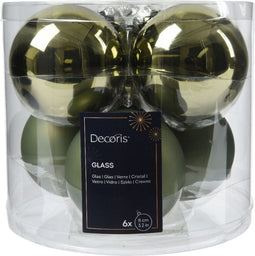 Kerstbal glas d8 cm rosemarijn 6st
