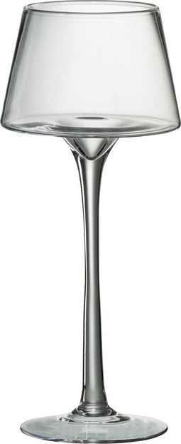 J-Line theelichthouder Op Voet Conisch - glas - transparant - medium