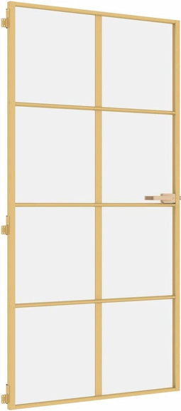 vidaXL - Binnendeur - smal - 102,5x201,5 - cm - gehard - glas - en - aluminium - goud
