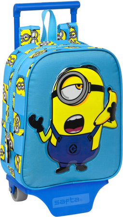 Schoolrugzak met Wielen Minions Minionstatic Blauw (22 x 28 x 10 cm)