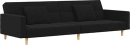 vidaXL - Slaapbank - 2-zits - met - 2 - kussens - stof - zwart