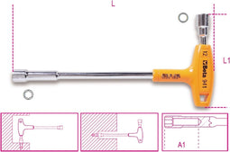 Beta 941 7-T DOPSLEUTELS MET KRACHTHANDGREEP - lengte: 200 mm.