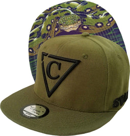 Capiche® Snapback Pet Heren – Anaconda – Legergroen – Verstelbaar met Druksluiting – Sportcap – Baseball Cap – Mannen Cap – Slangen Pet