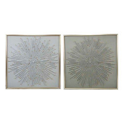 Schilderij Home ESPRIT Wit Beige Abstract Modern 100 x 3,5 x 100 cm (2 Stuks)