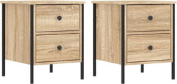 vidaXL - Nachtkastjes - 2 - st - 40x42x50 - cm - bewerkt - hout - sonoma - eikenkleurig