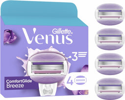 Gillette Venus ComfortGlide Breeze - Scheermesjes met gelkussentjes - 3 mesjes - Paars (4 stuks)