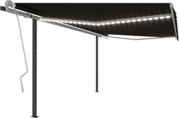 vidaXL - Luifel - automatisch - met - LED - en - windsensor - 4x3 - m - antracietkleurig