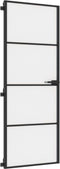 vidaXL - Binnendeur - smal - 76x201,5 - cm - gehard - glas - en - aluminium - zwart
