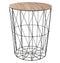 Atmosphera - Bijzettafel Kumi - Zwarte salontafel en opberger - Metaal - Draadmand - Dia 47 cm H 57 cm