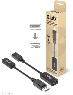 Club 3D - DisplayPort 1.4 naar HDMI - 4K 120Hz/8K 60Hz HDR Actieve adapter M/F - Zwart