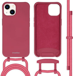 iMoshion Hoesje Geschikt voor iPhone 14 Hoesje Met Koord - iMoshion Color Backcover met afneembaar koord - Donkerrood
