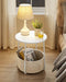 VASAGLE - bijzettafel - ronde tafel met stoffen mand - diameter 45 cm - wit en beige