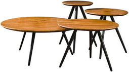 Salontafel Teca set van 4 rond - Bruin