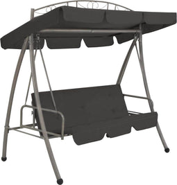 vidaXL Tuinschommelstoel met luifel 198x120x205 cm staal antraciet