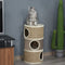 PawHut D30-326 - Kattenkrabpaal - 3 niveaus sisal en zeewier - Kaki en bruin