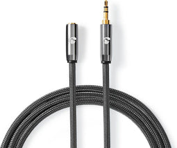 Nedis Stereo-Audiokabel - 3,5 mm Male - 3,5 mm Female - Verguld - 5.00 m - Rond - Grijs / Gun Metal Grijs - Cover Window Box