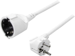 LogiLink LPS101 Stroom Verlengkabel Wit 3.00 m 90° haaks naar boven