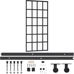 vidaXL - Schuifdeur - met - beslag - 90x205 - cm - aluminium - en - ESG-glas