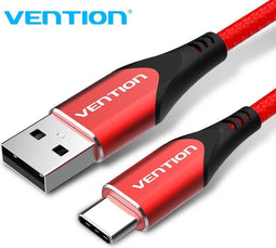 Vention USB C - Data en Laadkabel 3A - Rood - 1.5 Meter