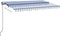 vidaXL - Luifel - handmatig - uittrekbaar - met - LED - 400x350 - cm - blauw - en - wit