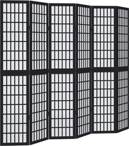 vidaXL - Kamerscherm - met - 6 - panelen - massief - paulowniahout - zwart