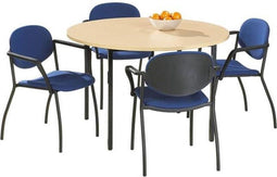 Ronde vergadertafel of kantoortafel Kubus 120 cm bladkleur Speciale Kleur framekleur Wit (RAL9010)
