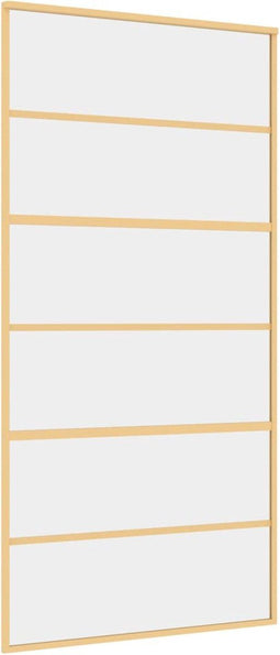 vidaXL - Schuifdeur - 102,5x205 - cm - helder - ESG-glas - en - aluminium - goudkleur