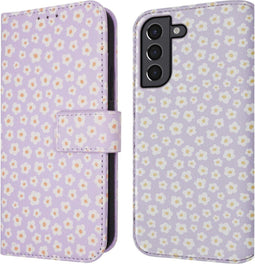 iMoshion Hoesje Geschikt voor Samsung Galaxy S21 Hoesje Met Pasjeshouder - iMoshion Design Bookcase smartphone - Paars / White Daisy
