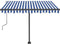 vidaXL - Luifel - handmatig - uittrekbaar - met - LED - 300x250 - cm - blauw - en - wit