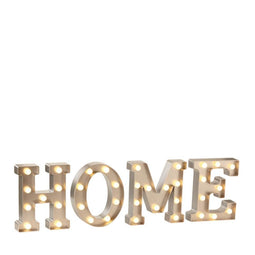 Zilveren Letterverlichting HOME - LED - 32 lampjes - 19x23 cm