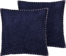 MELUR - Sierkussen set van 2 - Blauw - 45 x 45 cm - Katoen