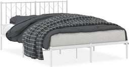 vidaXL - Bedframe - met - hoofdbord - metaal - wit - 140x200 - cm