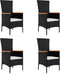 vidaXL - Tuinstoelen - 4 - st - met - kussens - poly - rattan - zwart