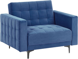 ABERDEEN - Fauteuil - Blauw - Fluweel