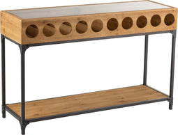 J-Line console voor wijnflessen - hout - naturel