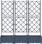 vidaXL - Tuinplanter - met - Trellis - 3 - stuks - Grijs - 120x40x125,5 - cm