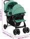 vidaXL - Tweelingkinderwagen - tandem - staal - groen