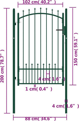 vidaXL - Poort - met - speerpunten - 100x150 - cm - staal - groen
