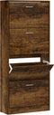 vidaXL - Schoenenkast - 63x24x147 - cm - bewerkt - hout - gerookt - eikenkleurig