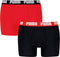 PUMA everyday - Heren 2P boxers - Lange pijp stretchkatoen - Zwart & rood (2 stuks)