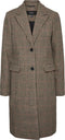 VERO MODA VMBLAST CHECK LONG WOOL JACKET - Dames Jas - Reverskraag lange mouwen knoopsluiting - Maat L (40)