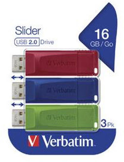 Verbatim Slider - USB-stick 16GB - 3x Multi-color (3 stuks)