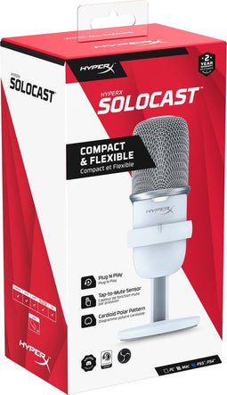 HyperX SoloCast - USB-microfoon - Tap-to-mute-sensor met LED - Wit