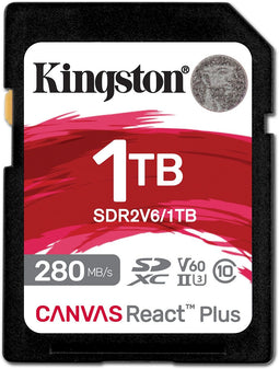 Kingston Canvas React Plus V60 - SD-kaart 1TB - UHS-II U3 V60 snelheden tot 280MB/s
