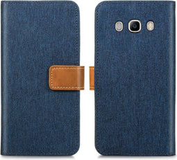 iMoshion Hoesje Geschikt voor Samsung Galaxy J5 (2016) Hoesje Met Pasjeshouder - iMoshion Luxe Canvas Bookcase - Donkerblauw