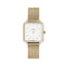 Cluse La Tétragone - Polshorloge - 28.5 mm - Goudkleurig mesh bandje - Wit