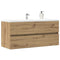 Wastafelkast 100x38,5x45 cm bewerkt hout artisanaal eikenkleur