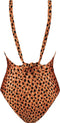 Beachlife Leopard Spots - V-hals badpak - Ingebouwd topje mesh - Dierenprint bruin/oranje