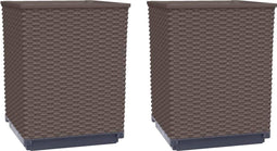 vidaXL - Plantenbakken - 2 - st - 30x30x37 - cm - polypropeen - bruin